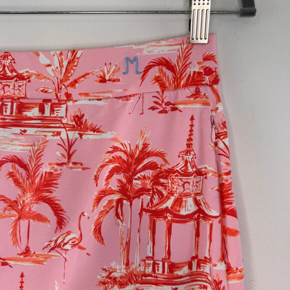 J. McLaughlin Louisa May Pink Red Skort Thibaut Tea House Ruffle Hem Size Medium - Picture 3 of 5